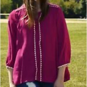 235 - Fuchsia Lace Top Blouse Top Dress Shirt